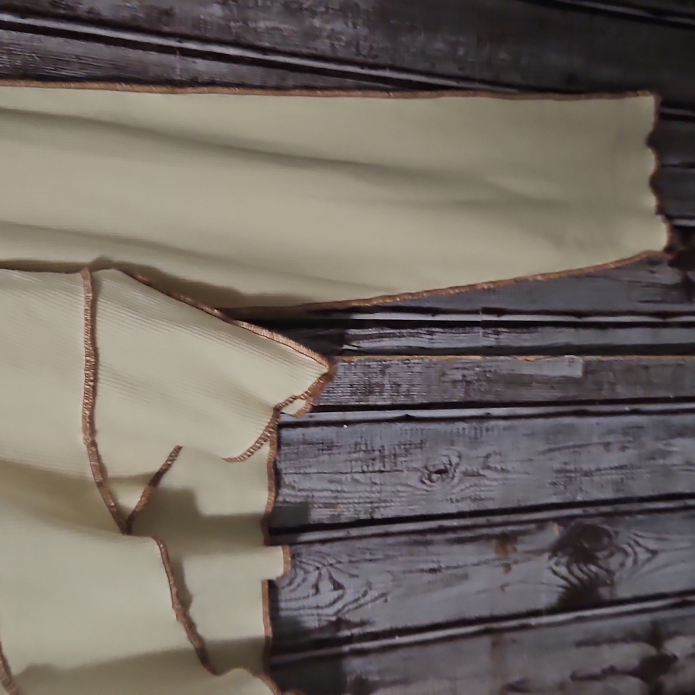 Cider Cream Crop Top with Brown Stitching Sz. Large - Picture 3 of 4